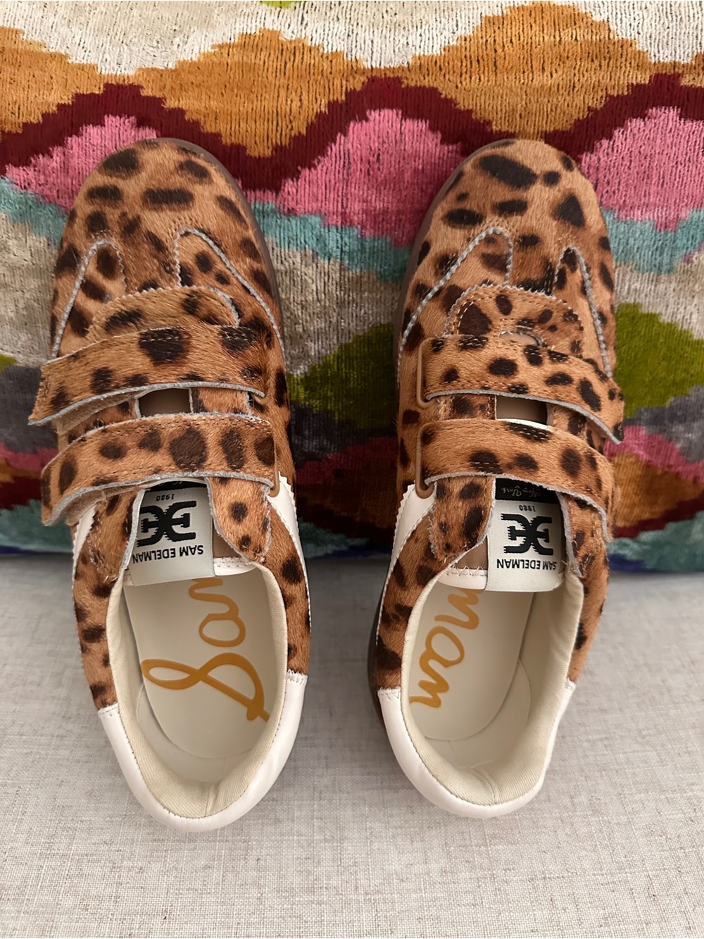 Sam Edelman Talia Leopard Print Velcro Sneakers - Brown & Black